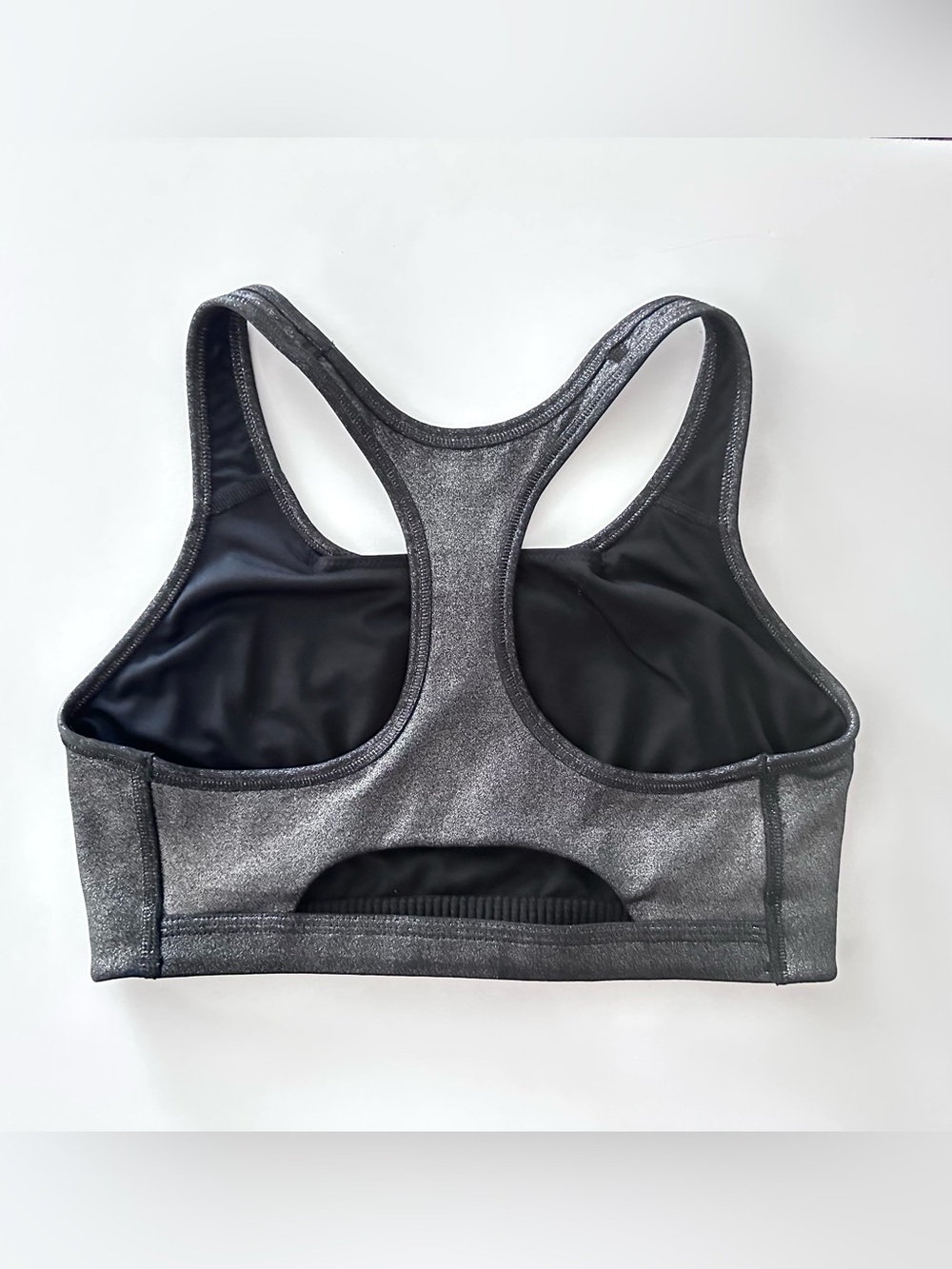 Nike Swoosh Icon Clash Shimmer Racerback Sports Bra size M silver/black - Picture 4 of 11